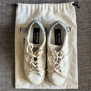 Golden Goose Hi Star Platform Sneakers Silver Star Blue Heel Size 40 / US 9.5